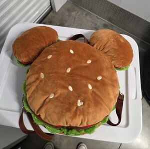 Tokyo Disney Hamburger Mickey Head Plush Backpack/ Crossbody